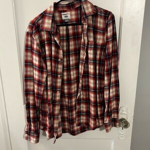 Red plaid flannel button up